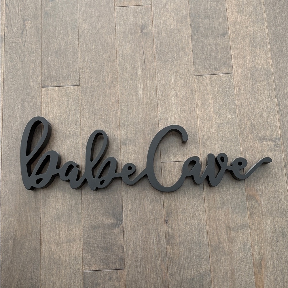 HOBBY LOBBY Babe Cave Wall Art Sign, Cursive Writing Decor Women Room Wood